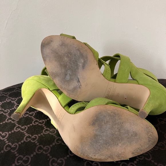 ZARA LIME GREEN STRAPPY HEELS - Picture 9 of 10